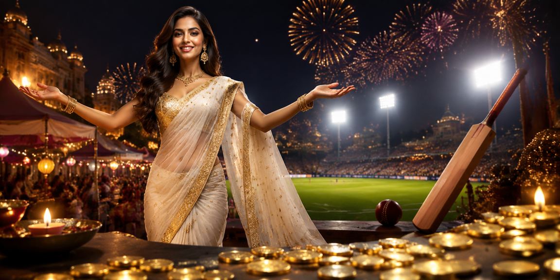 Indian woman playing cricket betting on mobile